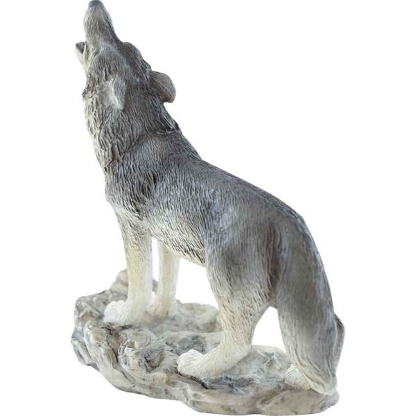 Grey Howling Wolf Fairy Garden Statue