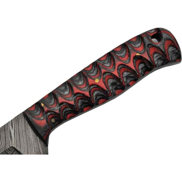 Grooved Wood Damascus Skinner Knife