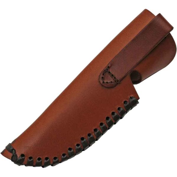Stacked Leather Damascus Knife with Sheath