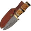 Burnt Bone Damascus Hunting Knife