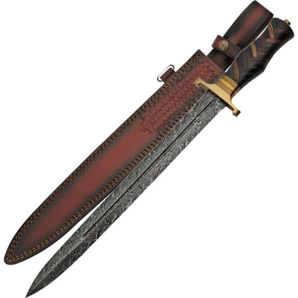 Herringbone Hilt Damascus Shortsword