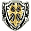 Gold Fleur Cross Steel Ring