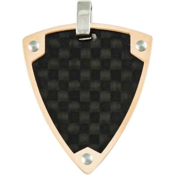 Black Carbon Fiber Shield Pendant