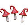 Set of 3 Mini Red Curl Top Mushroom Stakes