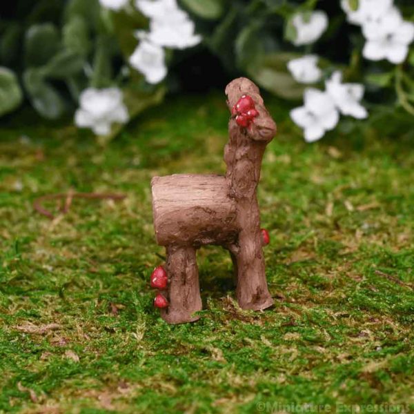 Mini Wooden Chair with Mushrooms Statue