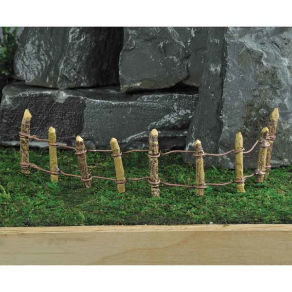 Mini Light Brown Post Fence with Stakes