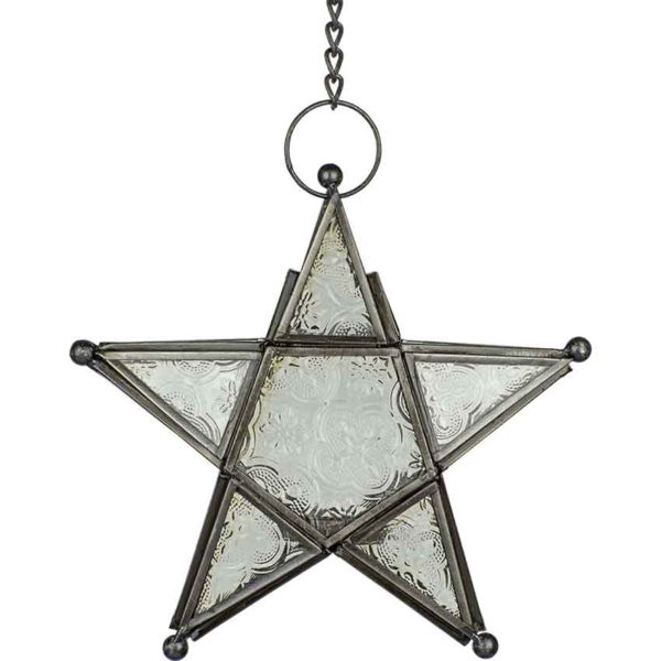 Frosted Glass Star Tealight Lantern