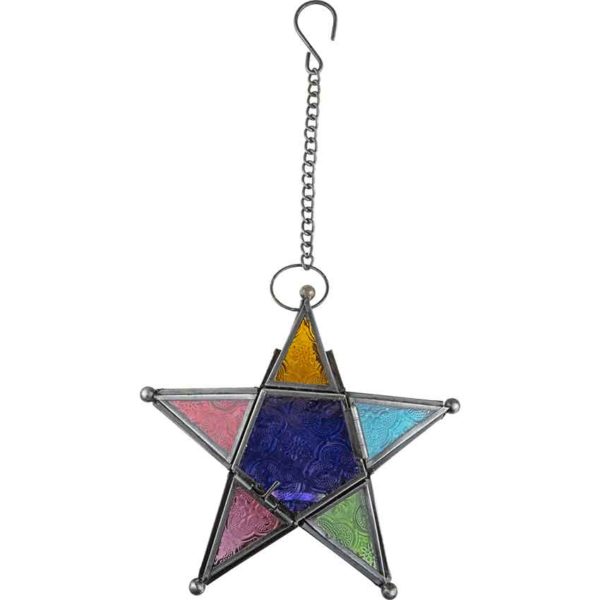 Multi-Color Glass Star Tealight Lantern
