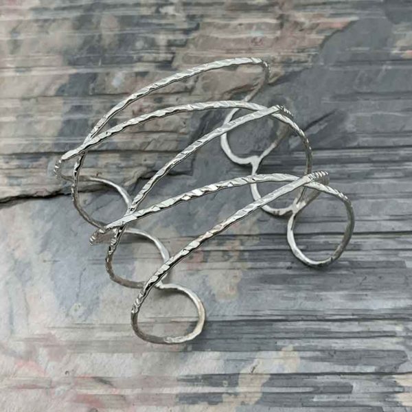 Silver Crossed Loops Medieval Bracelet