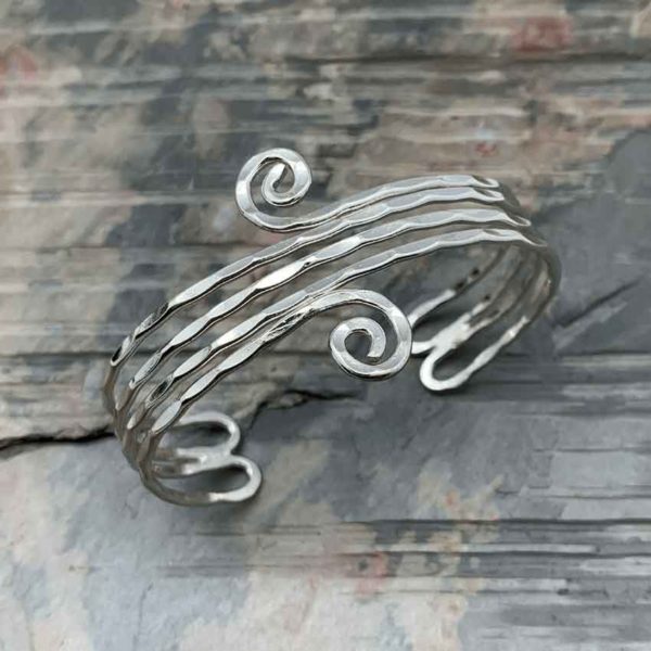 Hammered Spiral Medieval Cuff Bracelet