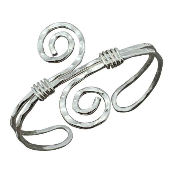 Silver Banded Spiral Medieval Cuff Bracelet