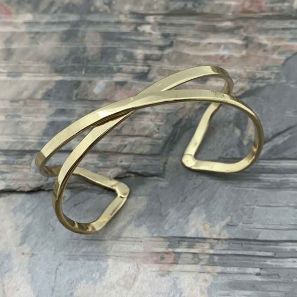 Golden X-Band Medieval Cuff Bracelet