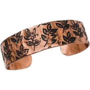 Copper Engraved Branches Cuff Bracelet