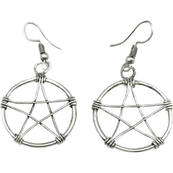 Wiccan Wire Pentacle Earrings