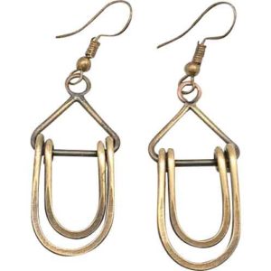 Brass Double Loop Medieval Earrings
