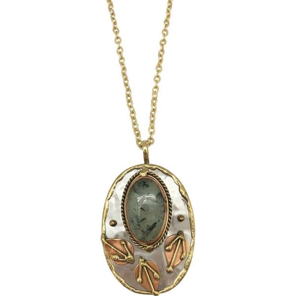 Mixed Metal Moss Agate Necklace