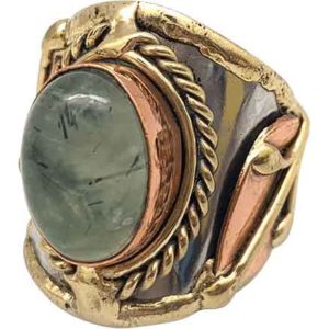 Mixed Metal Moss Agate Ring