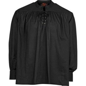 Laced Collar Medieval Shirt - Black