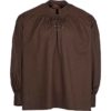 Laced Collar Medieval Shirt - Brown