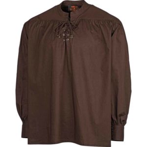 Laced Collar Medieval Shirt - Brown