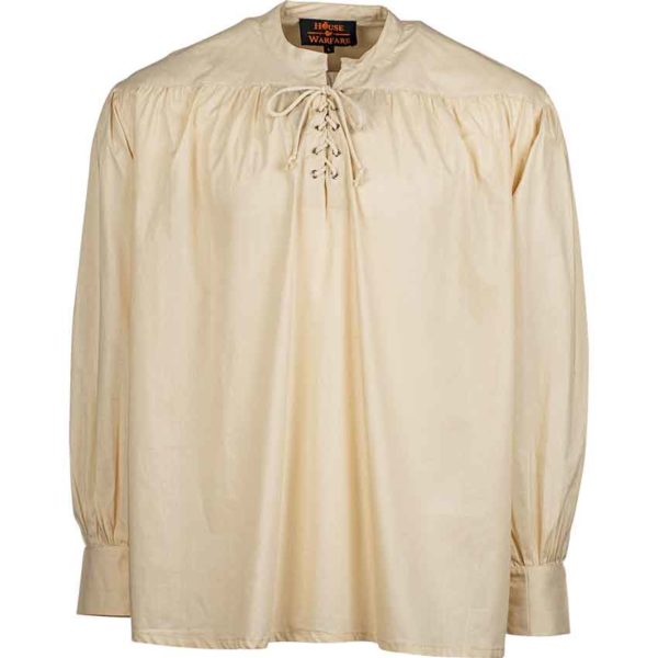 Laced Collar Medieval Shirt - Natural