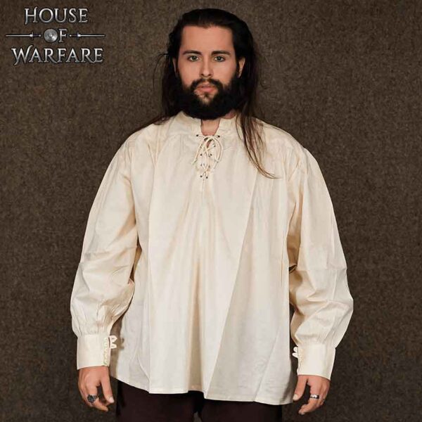 Laced Collar Medieval Shirt - Natural