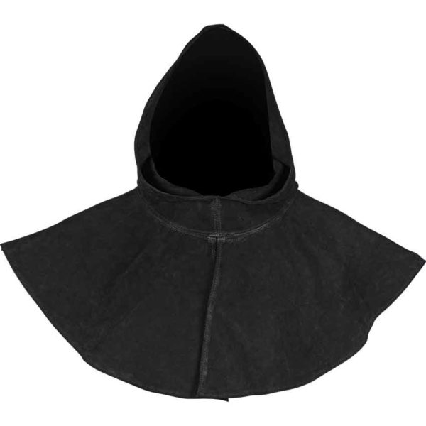 Black Medieval Suede Hood