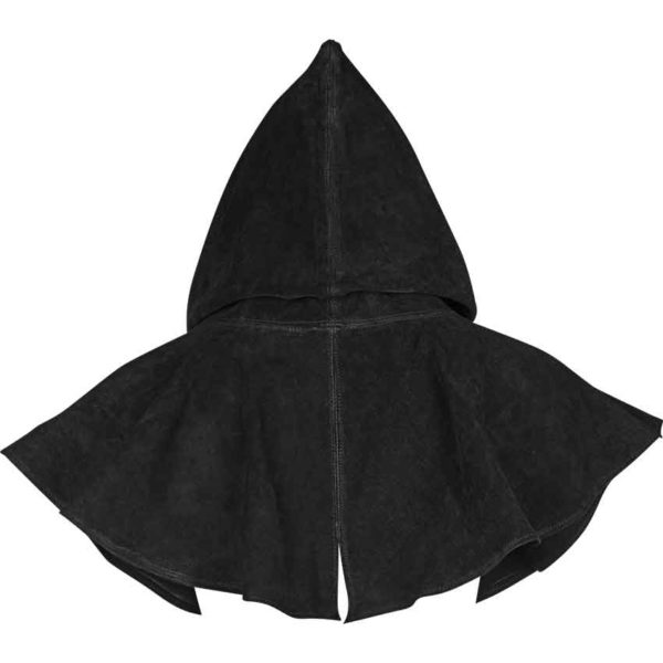 Black Medieval Suede Hood