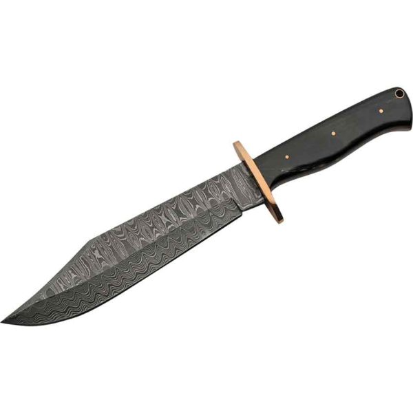 Buffalo Horn Damascus Bowie