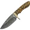 Damascus Knotted Wood Hunter Knife