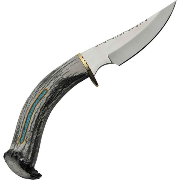 Antler and Turquoise Filework Skinner Knife