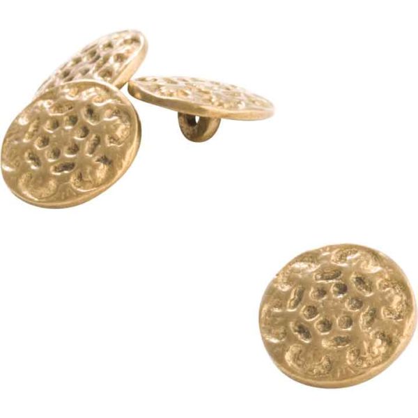 Set of 10 Hammered Brass Buttons