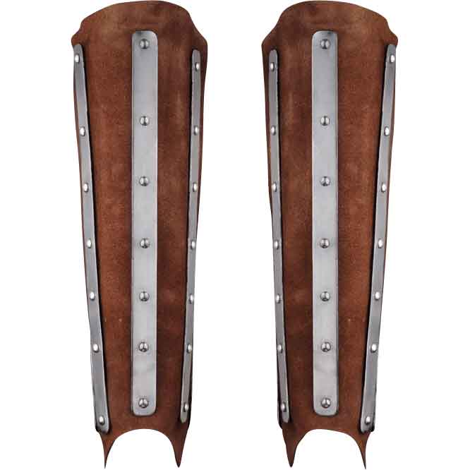 Brown Leather and Steel Greaves