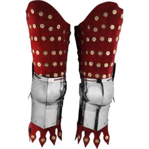 Red Leather and Steel Leg Guards
