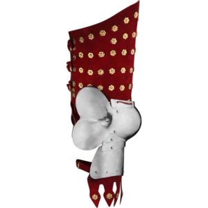 Red Leather and Steel Leg Guards