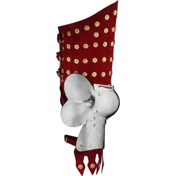Red Leather and Steel Leg Guards