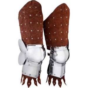 Brown Leather and Steel Leg Guards