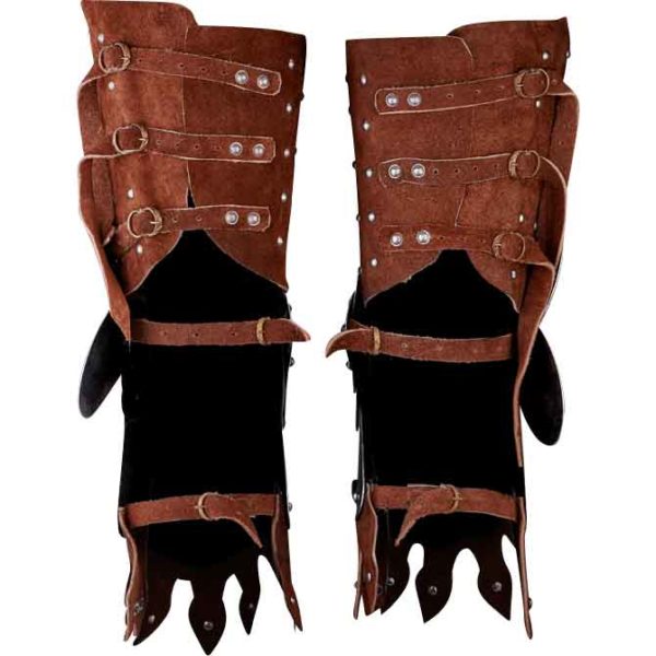 Brown Leather and Steel Leg Guards