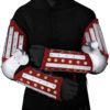 Red Leather and Steel Arm Armour