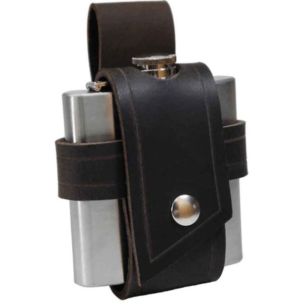 Leather Flask Holder with Flask