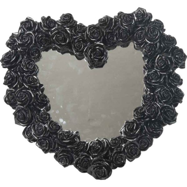 Black Rose Heart-Shaped Mirror