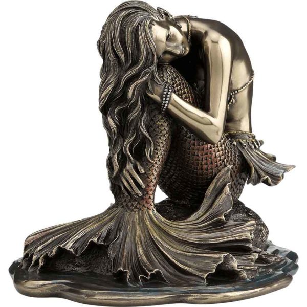 Bronze Mermaid on Rock Statue