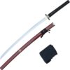 Reverse Katana with Red Saya and Sword Bag