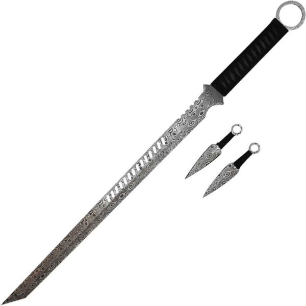 Damascus Urban Ninja Sword and Thrower Set