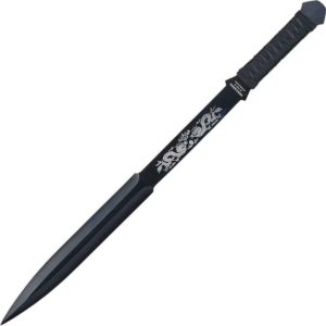 Engraved Dual Dragon Black Blade Sword