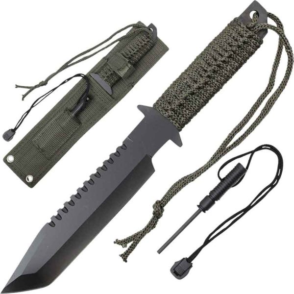 Black Tactical Tanto with Fire Striker