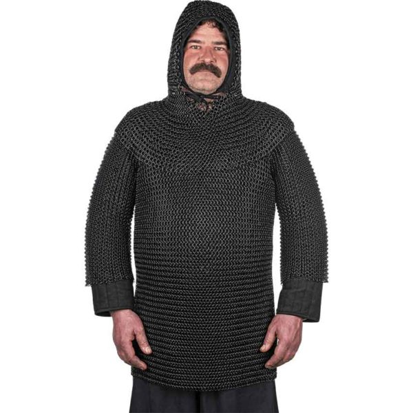 Blackened Chainmail Shirt and Coif Set