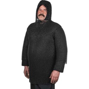 Blackened Chainmail Shirt and Coif Set