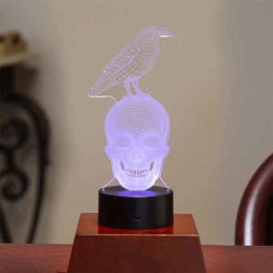 LED Raven on Skull 3D Light