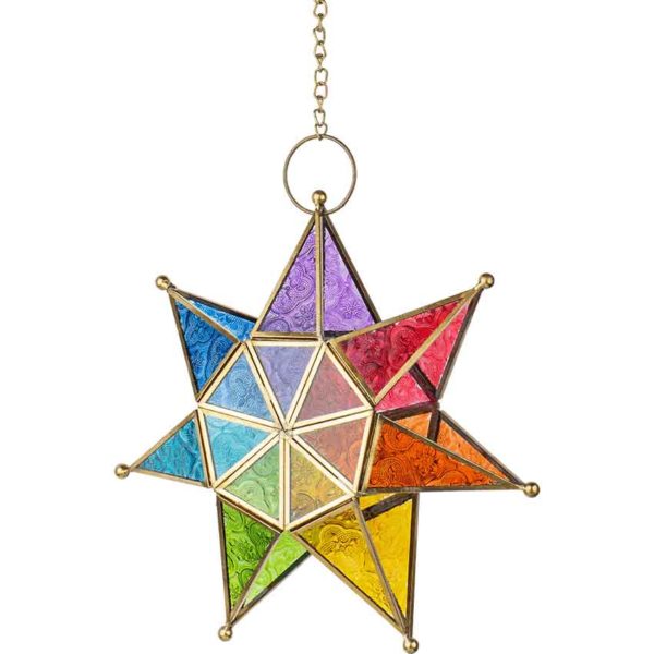 Multi-Color 7 Point Star Tealight Lantern